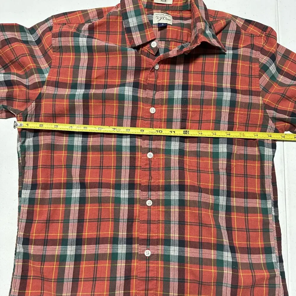 J. Crew Men's Button Down Plaid Shirt Slim 100% Cotton Long Sleeve Small